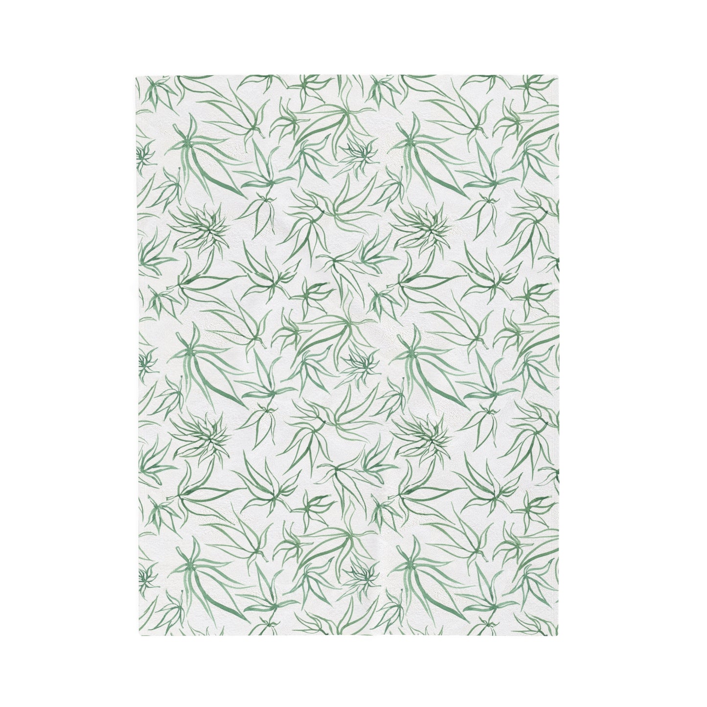 Velveteen Plush Blanket - Sketches in Green