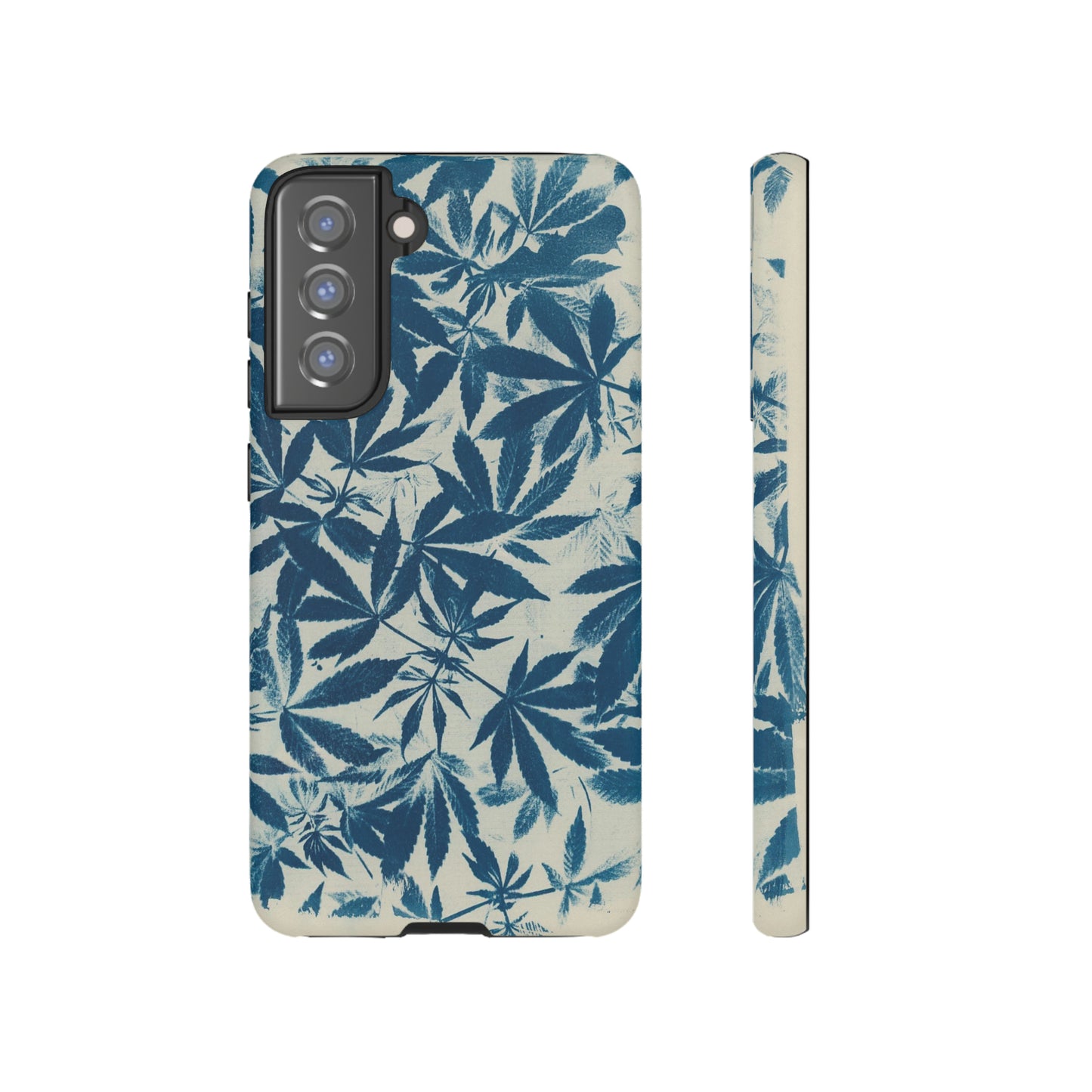 Tough Cell Phone Cases -Cannabis Field Cyanotype on Ivory Print