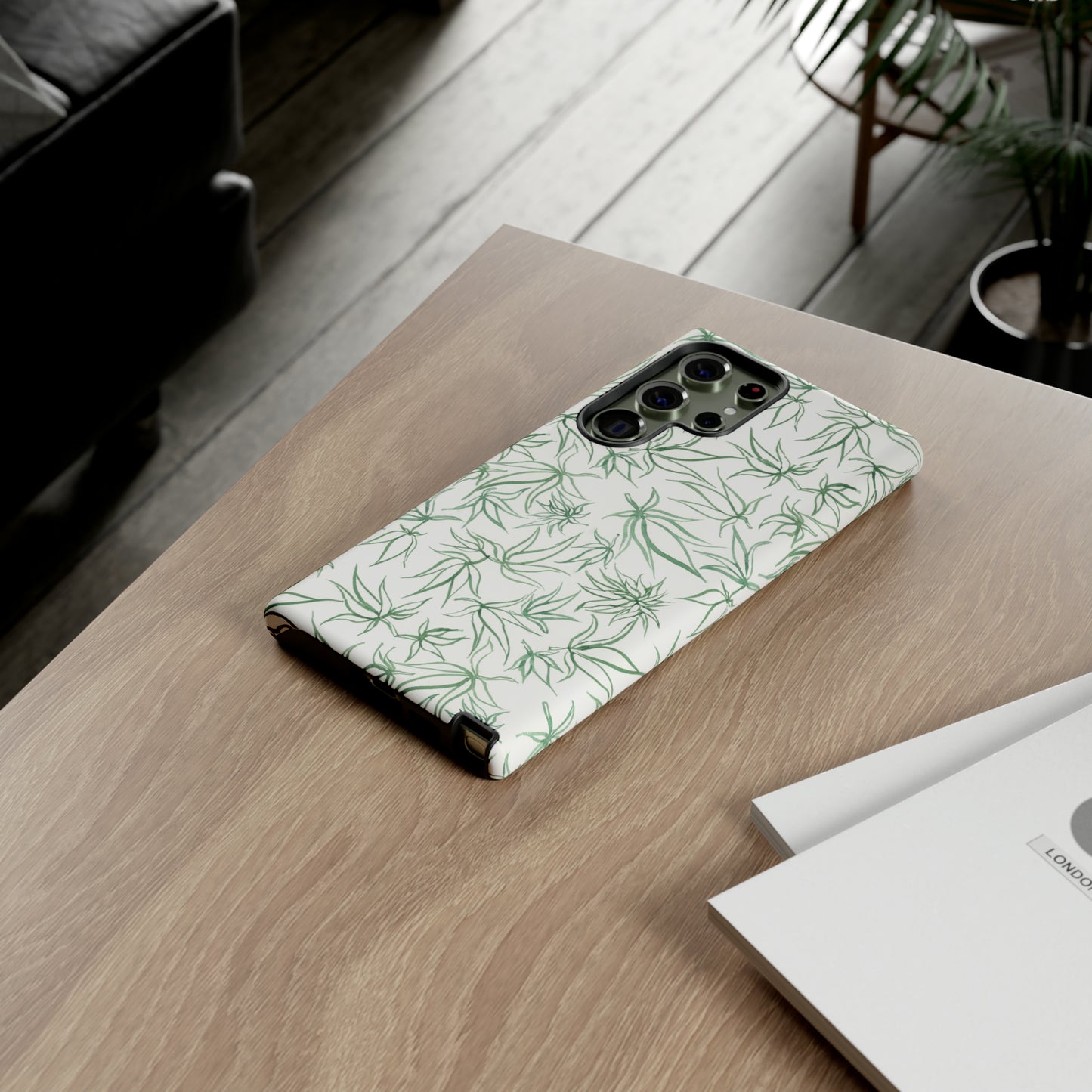 Tough Cell Phone Cases - Cannabis Sketches in Green