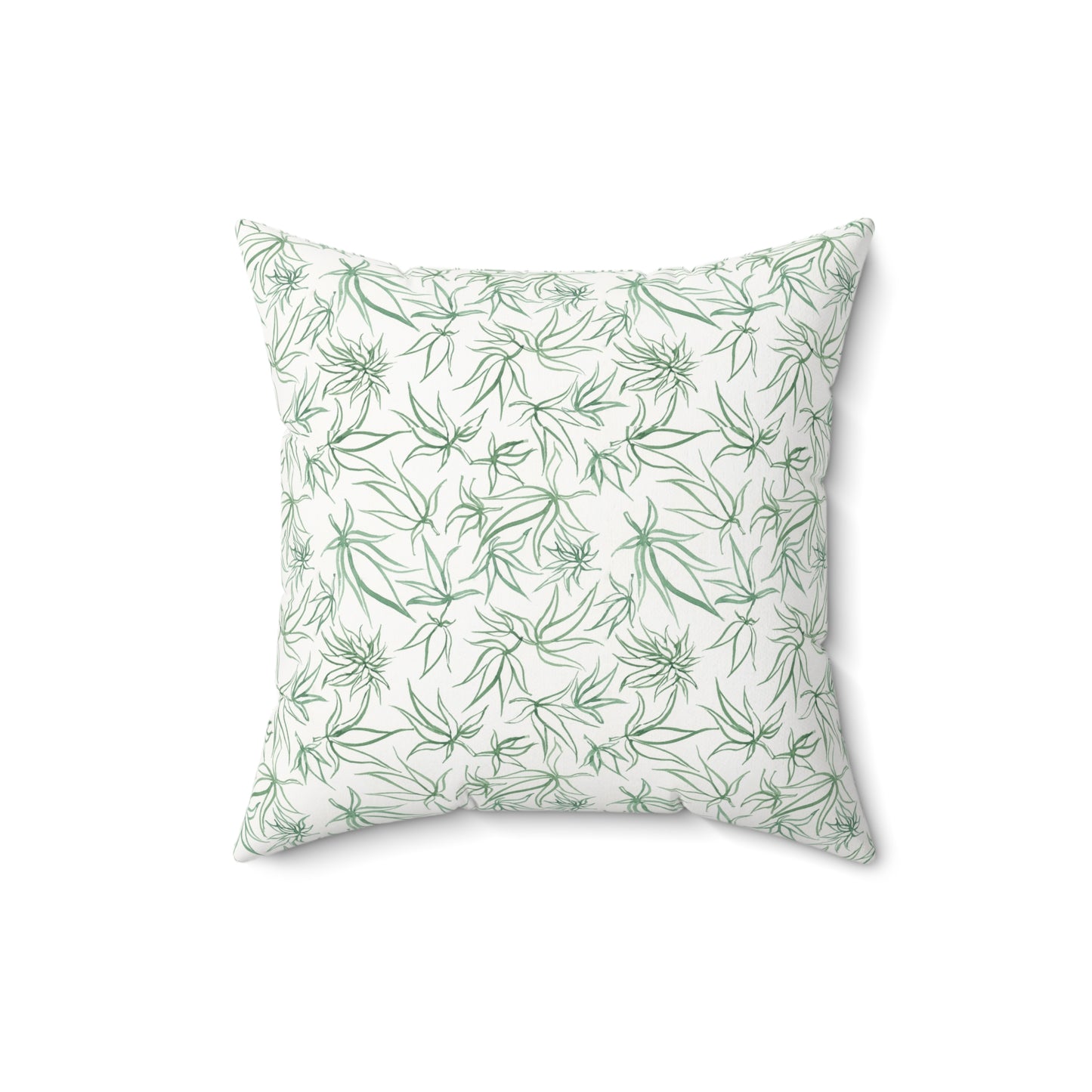 Faux Suede Square Pillow - Sketches in Green