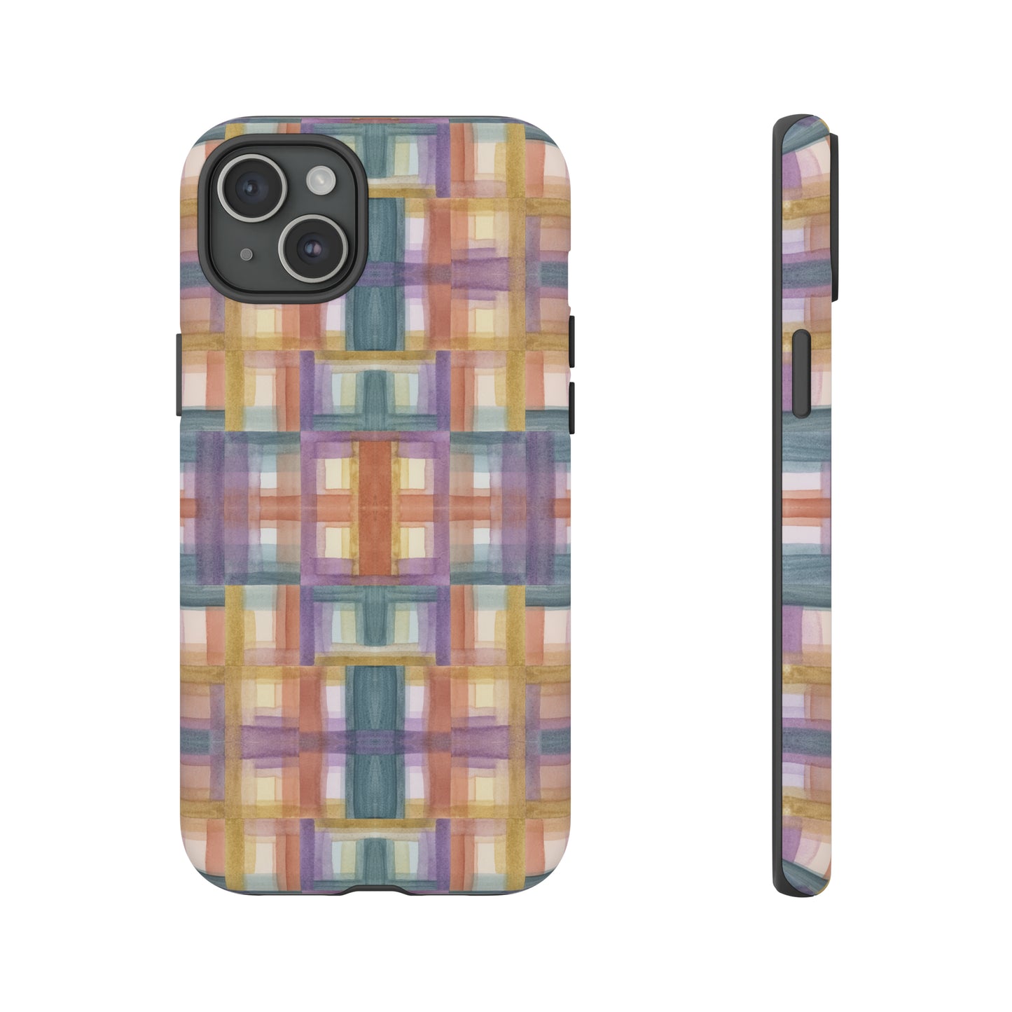 Tough Cell Phone Cases - Painterly Plaid, Warm Colors