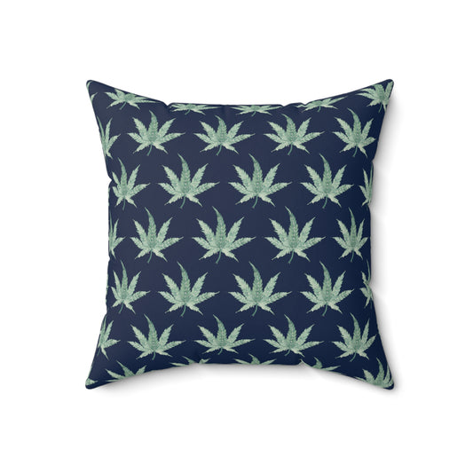 Faux Suede Square Pillow - Aquamarine Dream, Navy Background