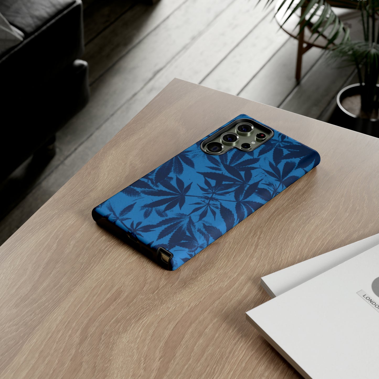 Tough Cell Phone Cases - Cyanotype on Bright Blue Print