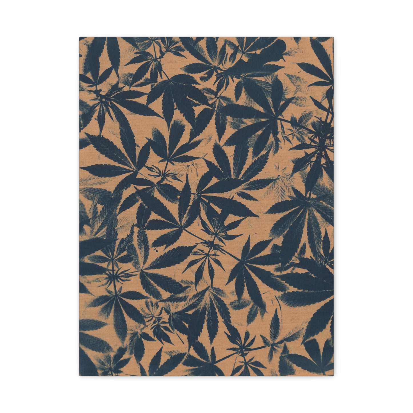 Gallery Wrapped Canvas Print - Cannabis Field Cyanotype on Amber Print (Reproduction)