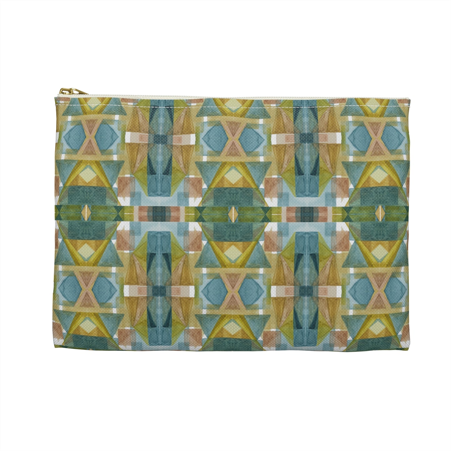 Flat Accessory Pouch - Painterly Plaid, Cool Colors