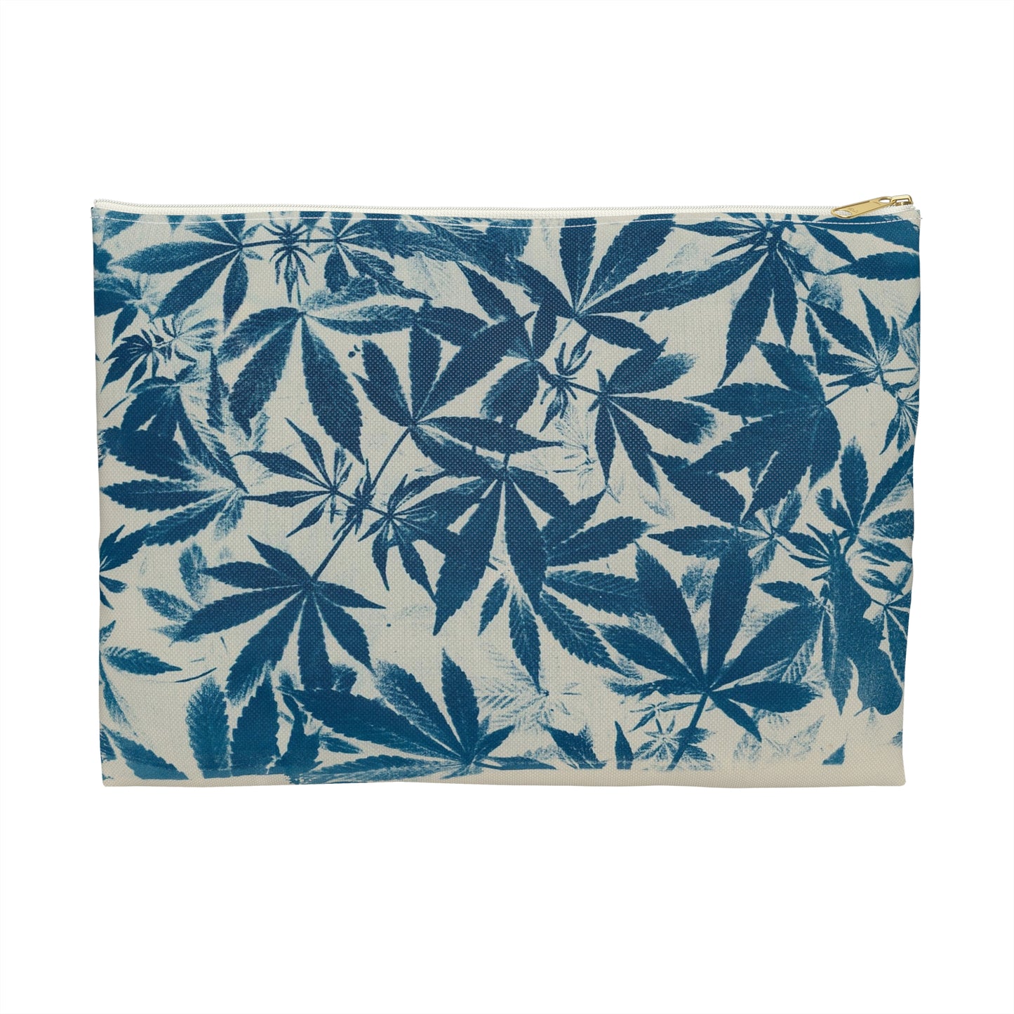 Flat Accessory Pouch - Cannabis Field Cyanotype on Ivory Print