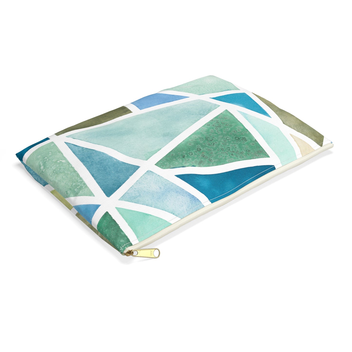 Flat Accessory Pouch - Geo Blues & Greens