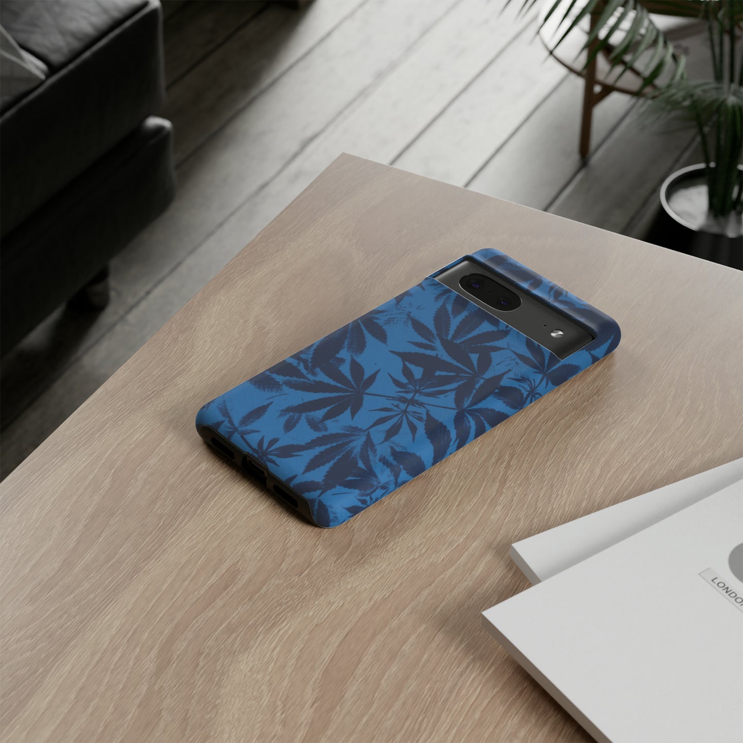 Tough Cell Phone Cases - Cyanotype on Bright Blue Print