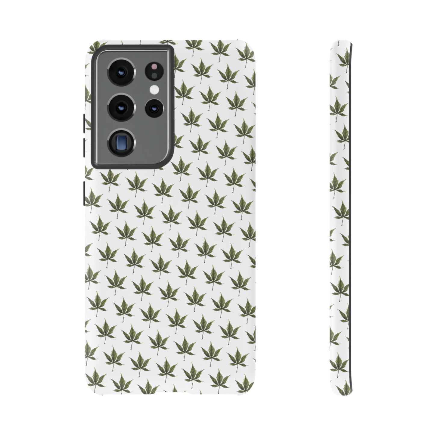 Tough Cell Phone Cases - Mini Cannabis Leaf on White