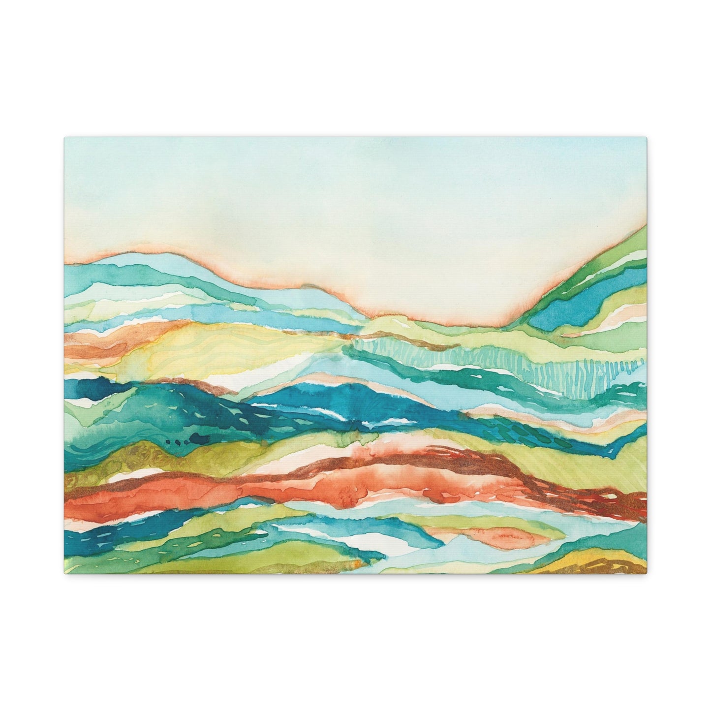 Canvas Gallery Wrap Prints - Abstract Watercolor Mountain Landscape