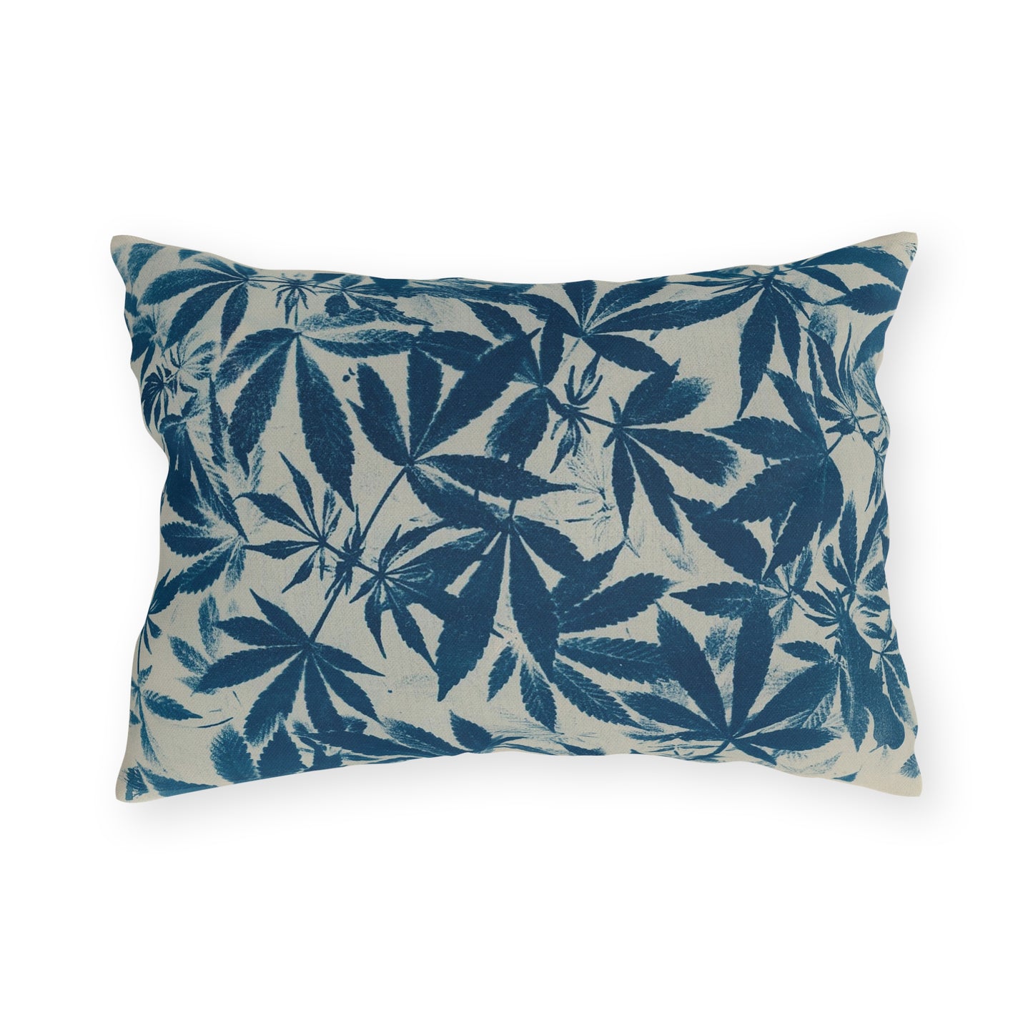 Outdoor Decorative Pillows - UV/H2O/Mildew Resistant - Cannabis Field Cyanotype on Ivory Print