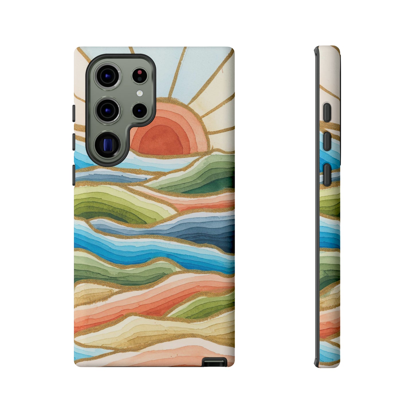 Tough Cell Phone Cases - Red Twilight Landscape