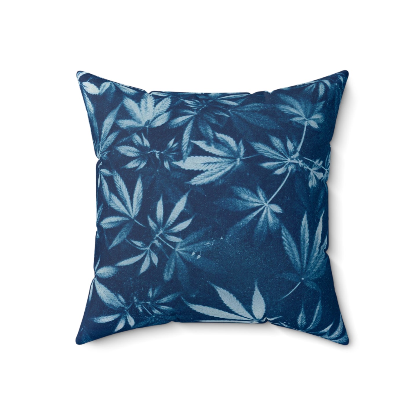 Faux Suede Square Pillow - Cyanotype Print 1