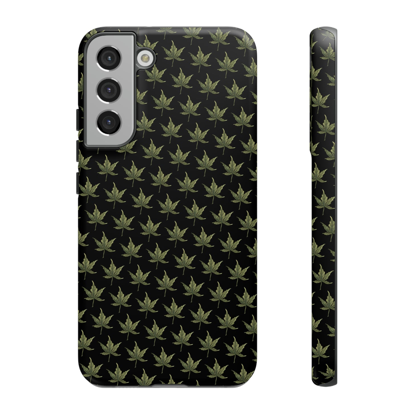 Tough Cell Phone Cases - Mini Cannabis Leaf on Black