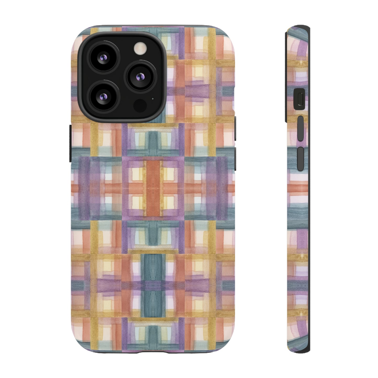 Tough Cell Phone Cases - Painterly Plaid, Warm Colors