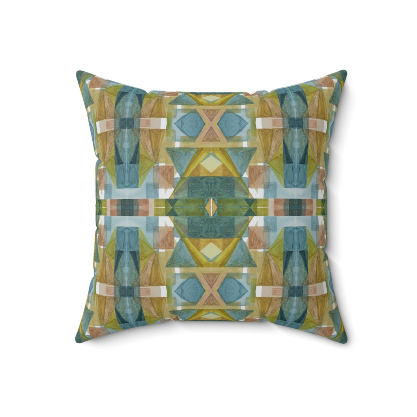 Faux Suede Square Pillow - Painterly Plaid, Cool Colors