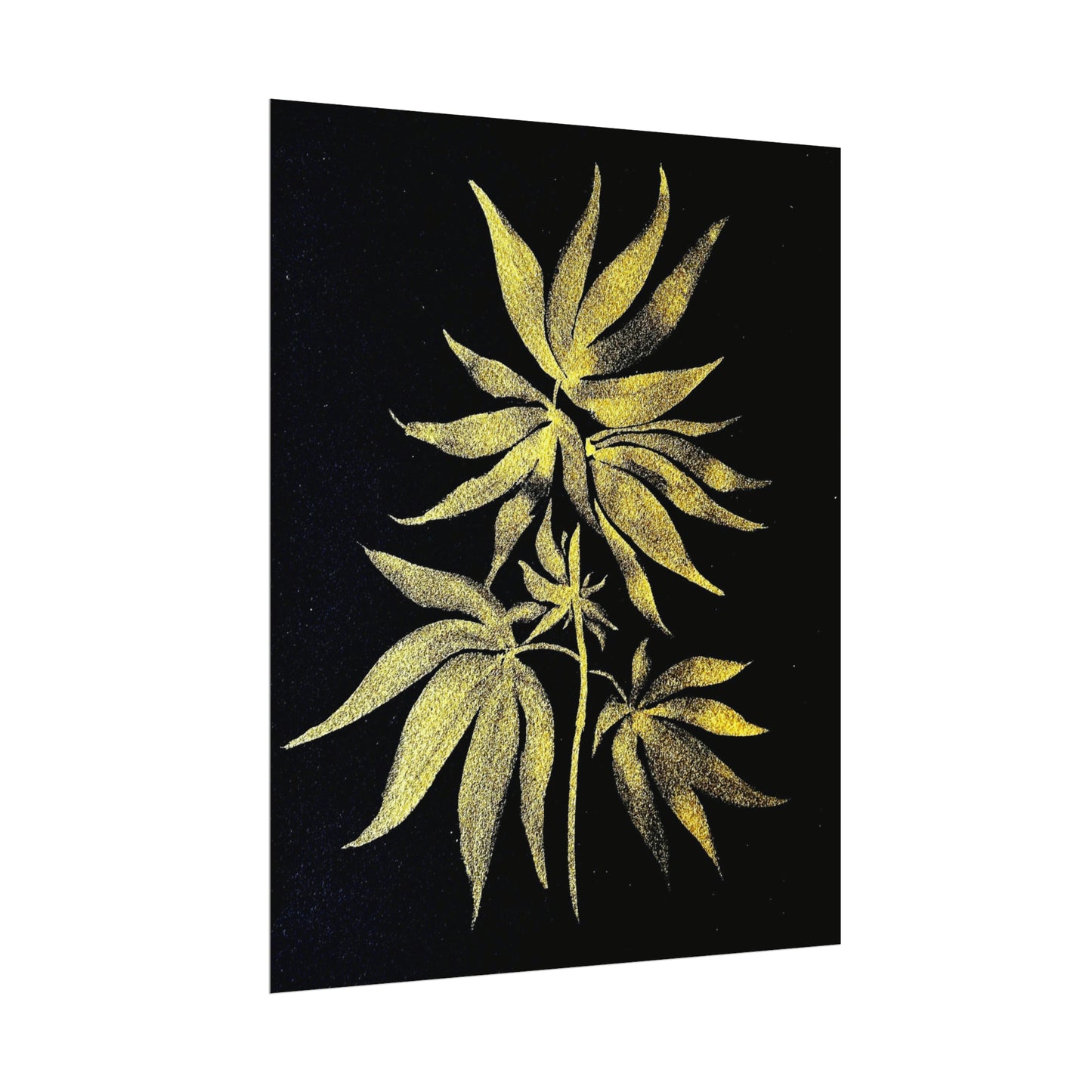 Fine Art Reproductions - Archival, Textured Watercolor Matte Prints - Gold Cannabis Plant