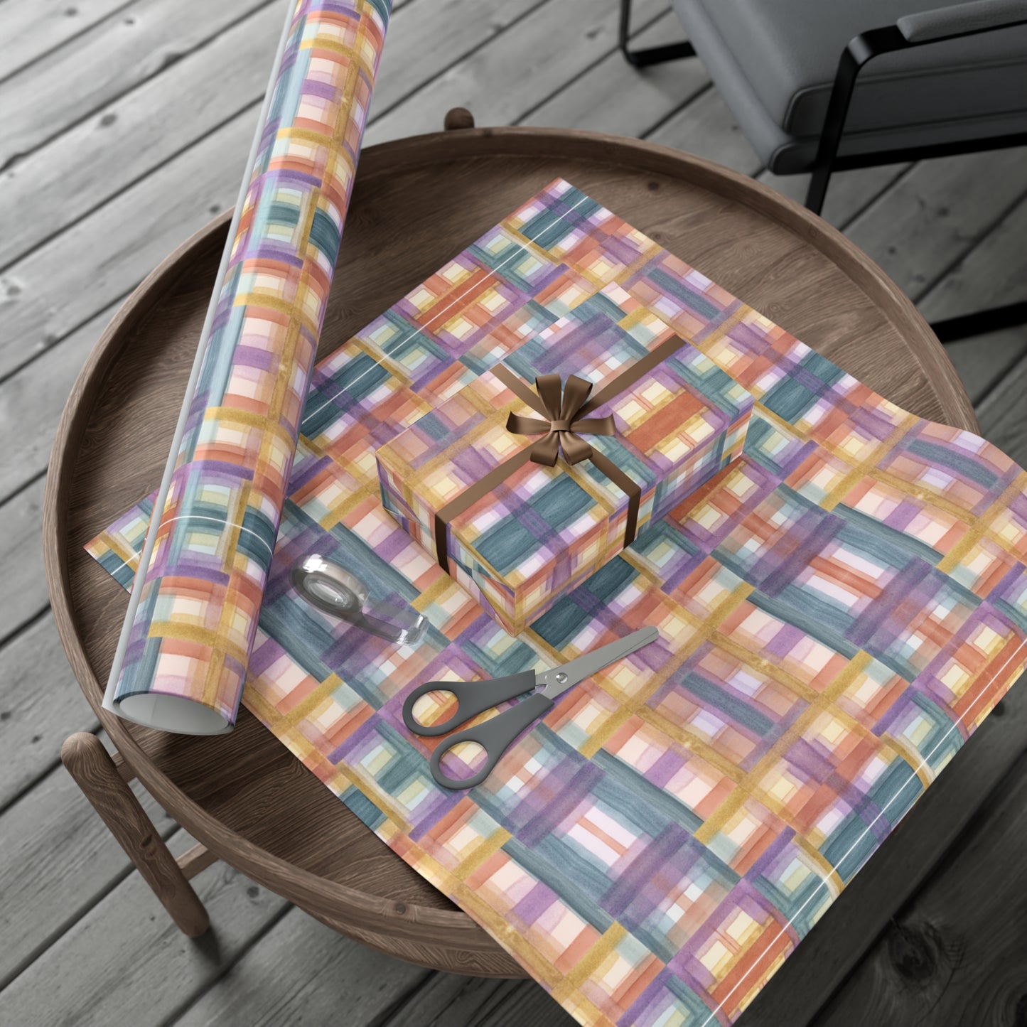 Gift Wrap Papers - Painterly Plaid, Warm Colors Wrapping Paper