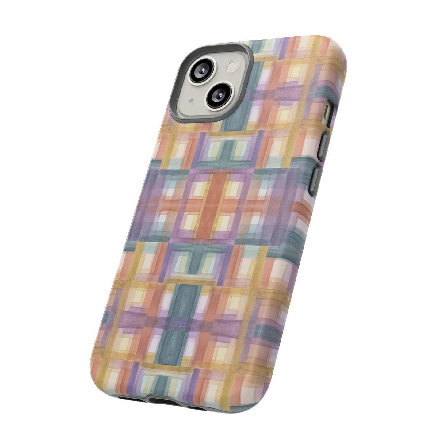 Tough Cell Phone Cases - Painterly Plaid, Warm Colors