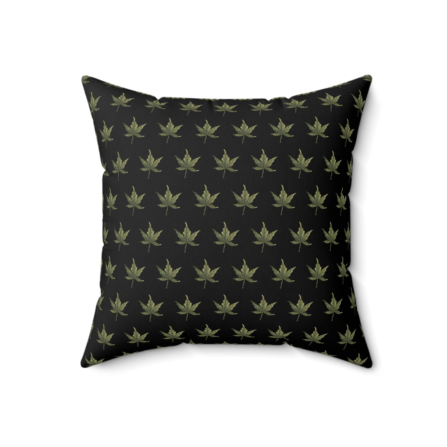 Faux Suede Square Pillow - Mini Cannabis Leaf on Black