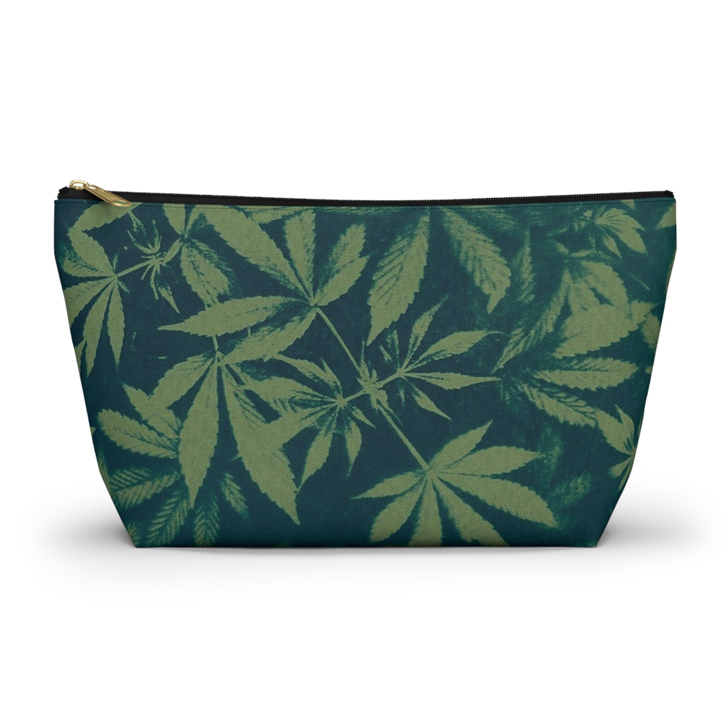 Roomy Accessory Pouch - Cyanotype on Olive Print