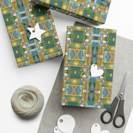 Gift Wrap Papers - Painterly Plaid, Cool Colors Wrapping Paper