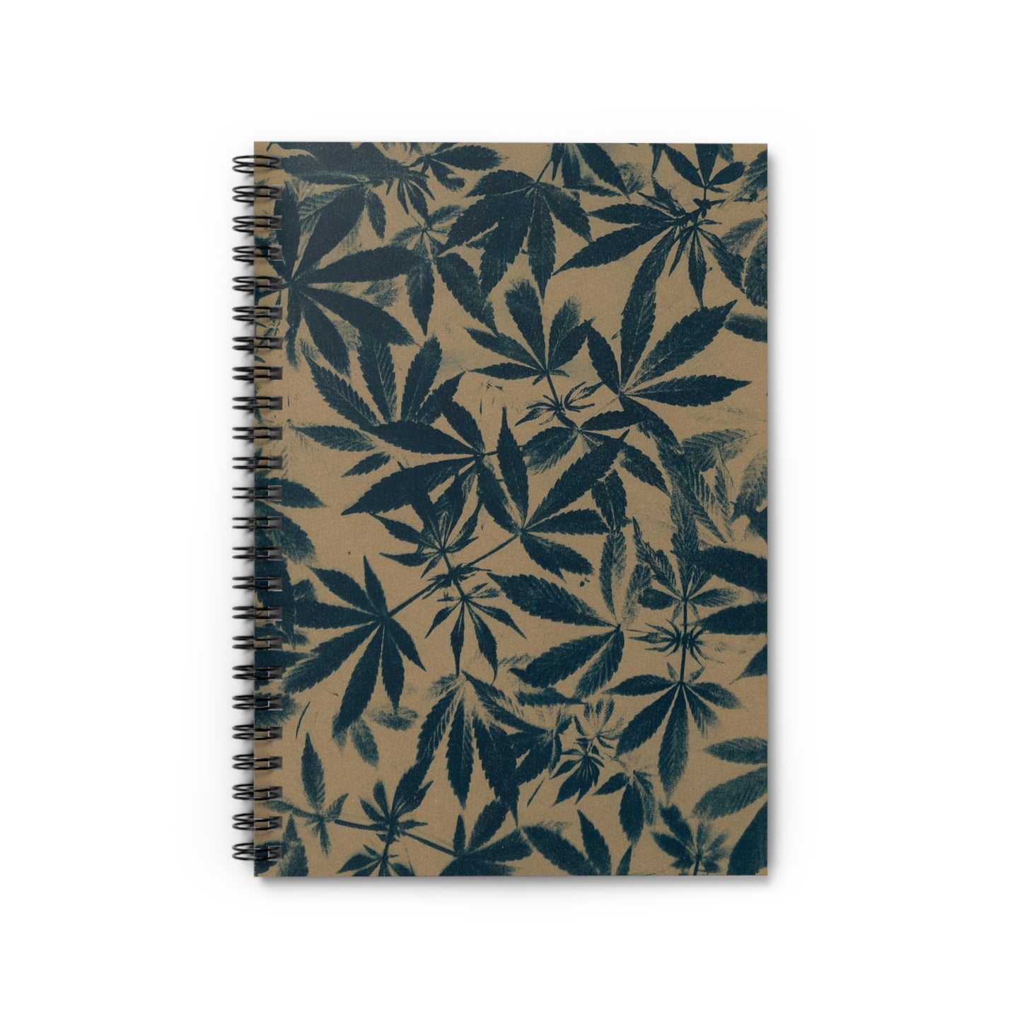 Spiral Notebook - Ruled Line - Cannabis Field Cyanotype on Kraft