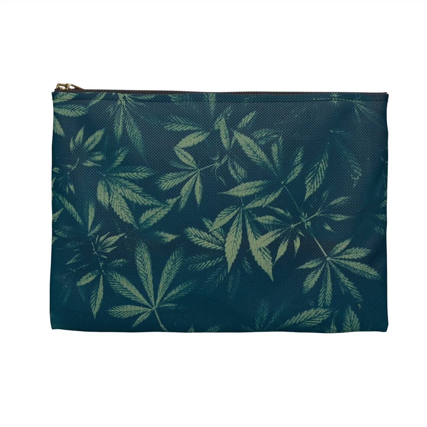 Flat Accessory Pouch - Cyanotype on Olive Print