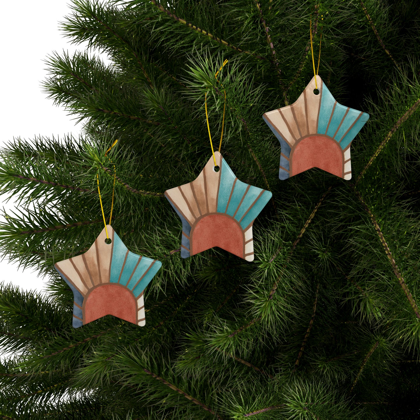 Ceramic Holiday Ornaments - Rusted Twilight