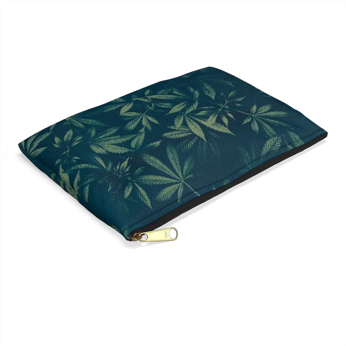 Flat Accessory Pouch - Cyanotype on Olive Print