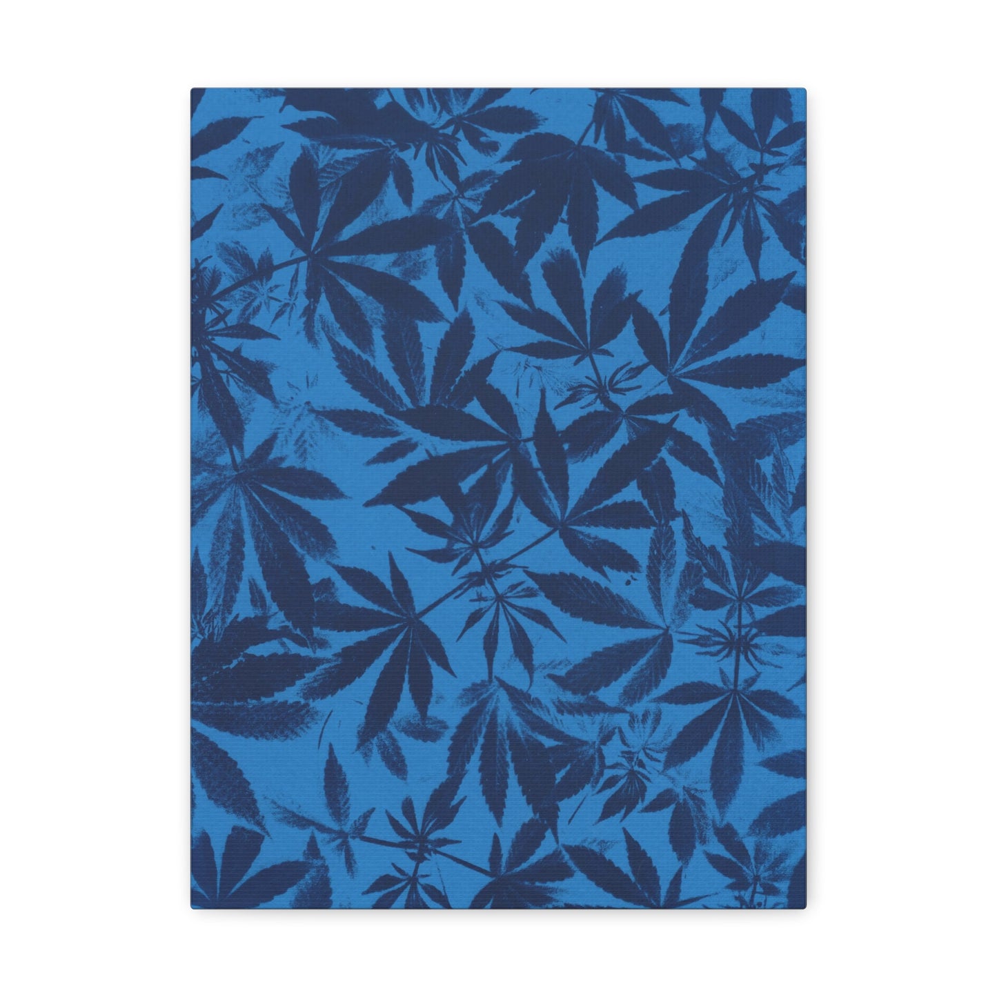 Gallery Wrapped Canvas Print - Cannabis Field Cyanotype on Bright Blue Print (Reproduction)