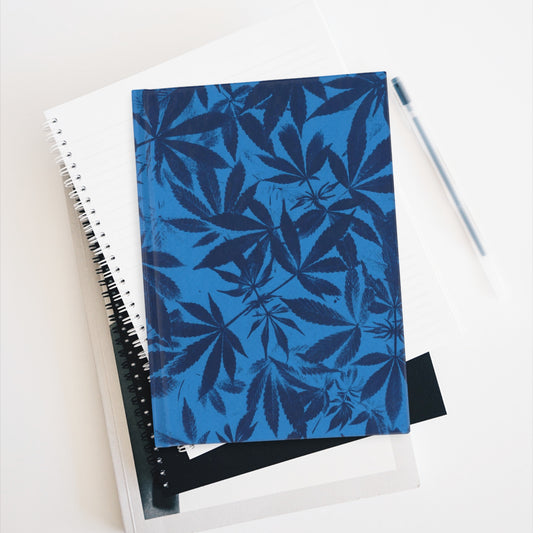 Journal - Blank Pages - Cannabis Field Cyanotype on Bright Blie Print