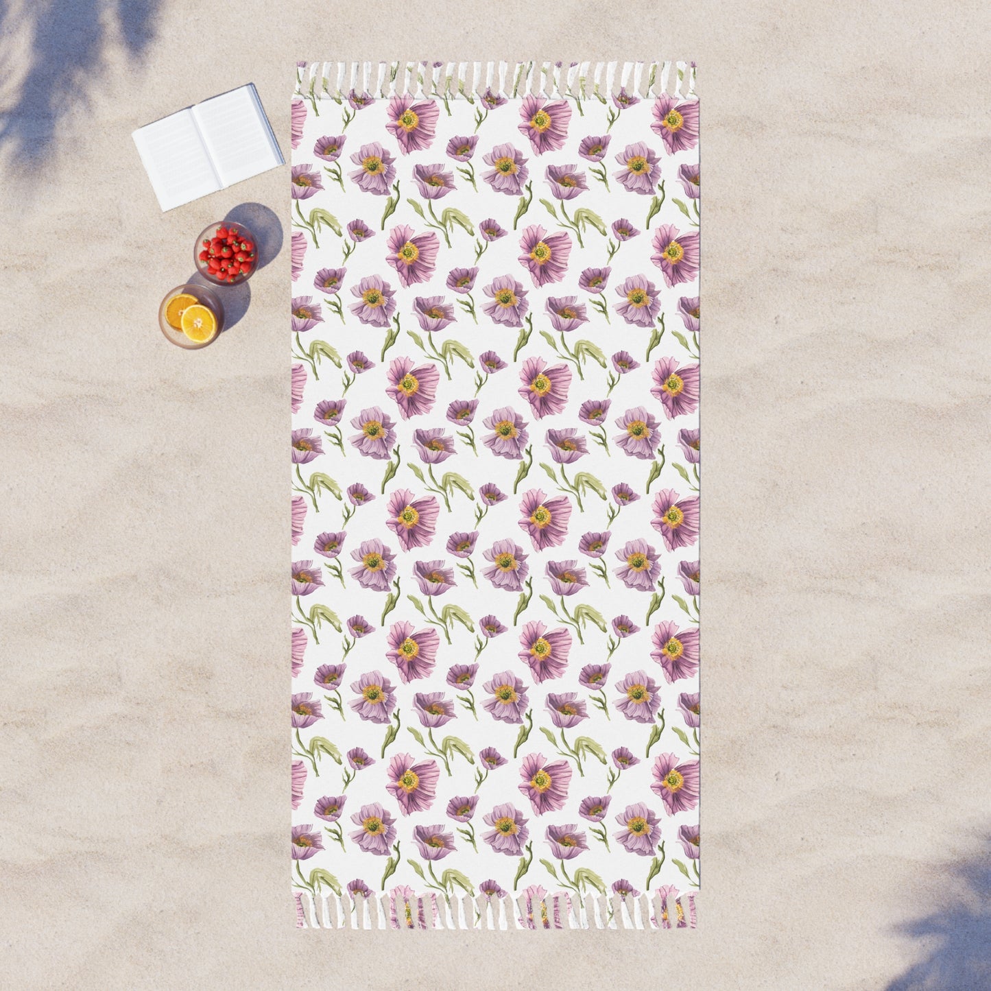 Boho Beach Cloth - Lilac Poppies