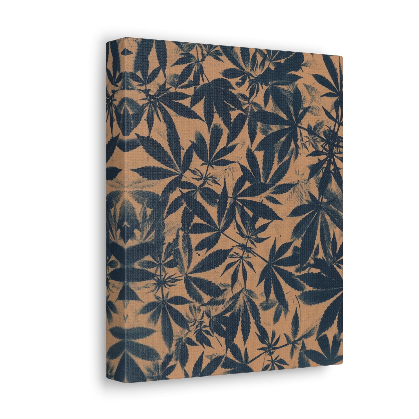 Gallery Wrapped Canvas Print - Cannabis Field Cyanotype on Amber Print (Reproduction)