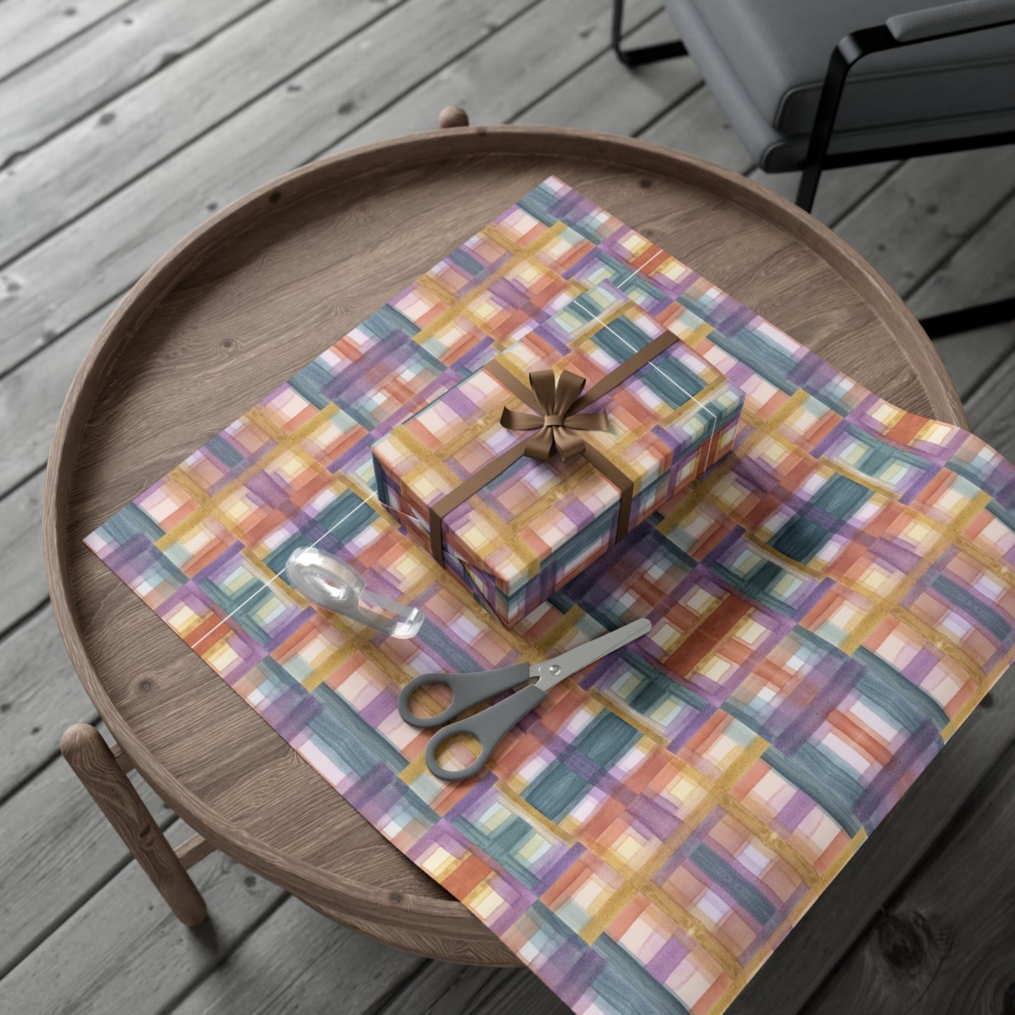 Gift Wrap Papers - Painterly Plaid, Warm Colors Wrapping Paper