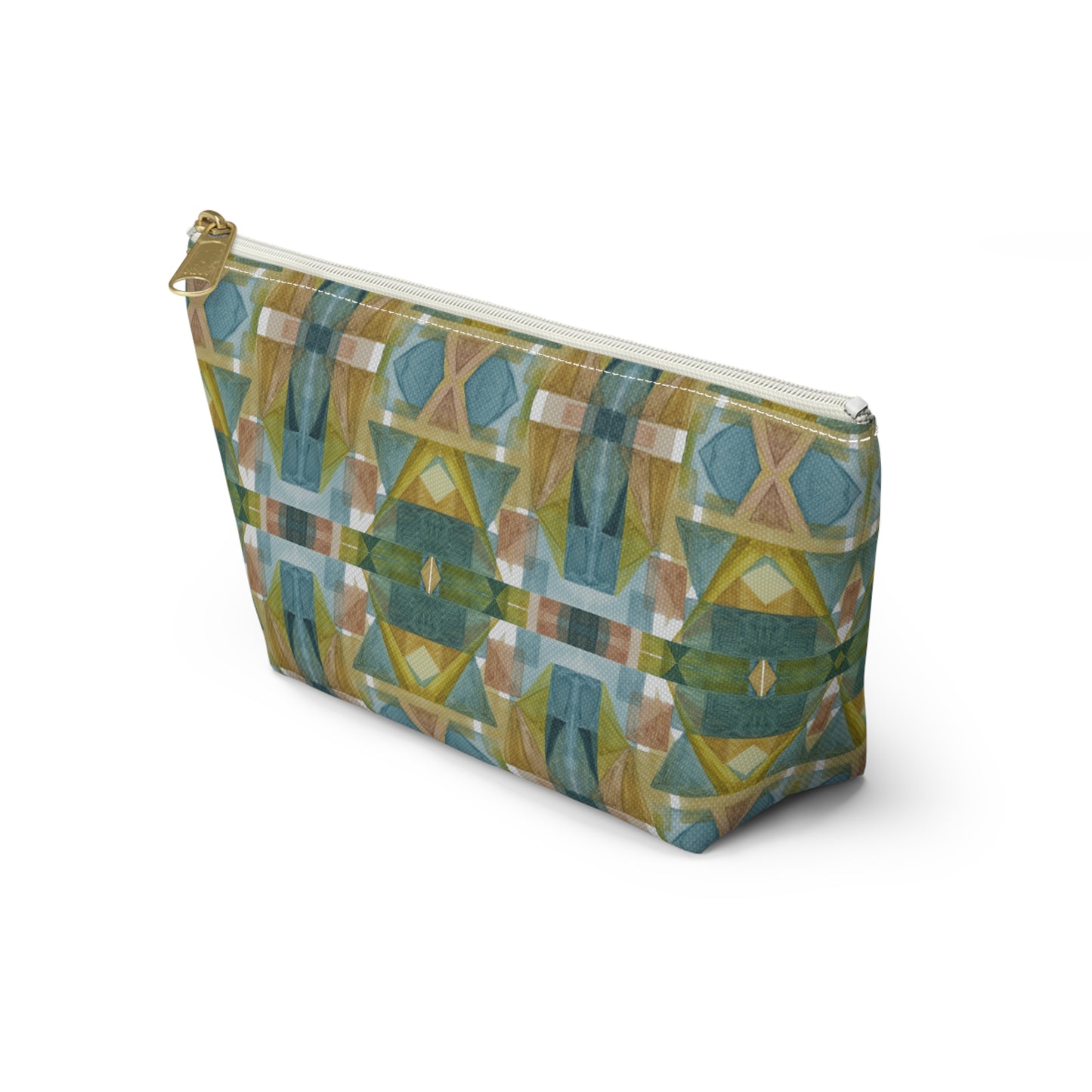 Roomy Accessory Pouch - Painterly Plaid, Cool Colors