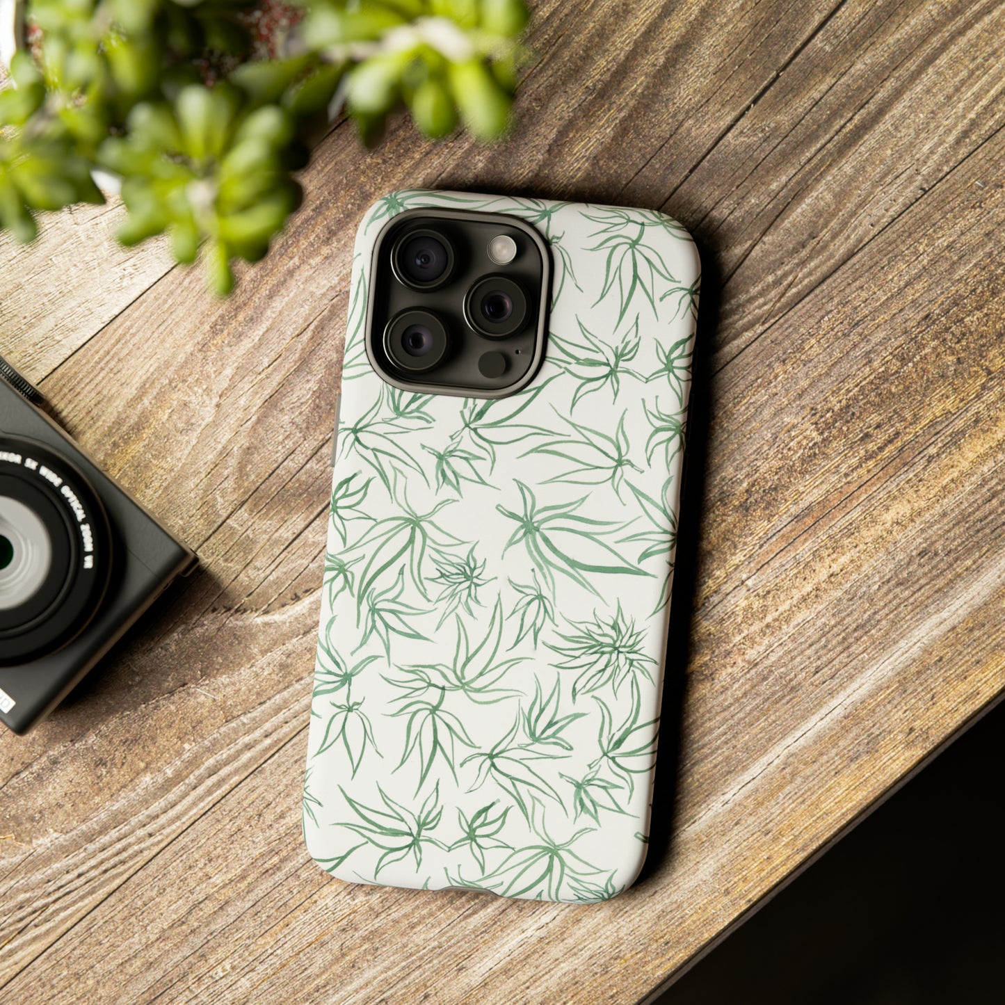 Tough Cell Phone Cases - Cannabis Sketches in Green