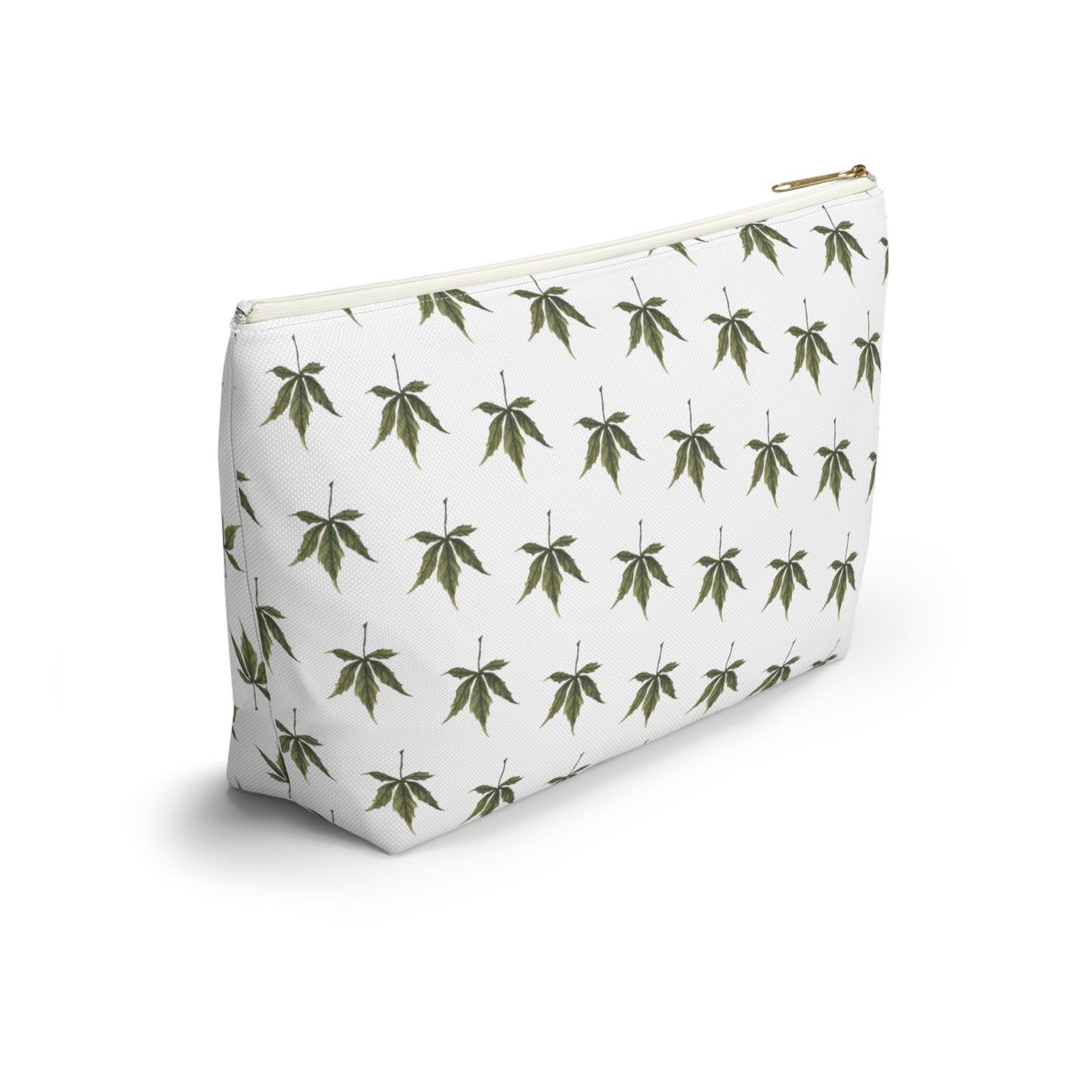 Roomy Accessory Pouch - Mini Cannabis Leaf Print on White