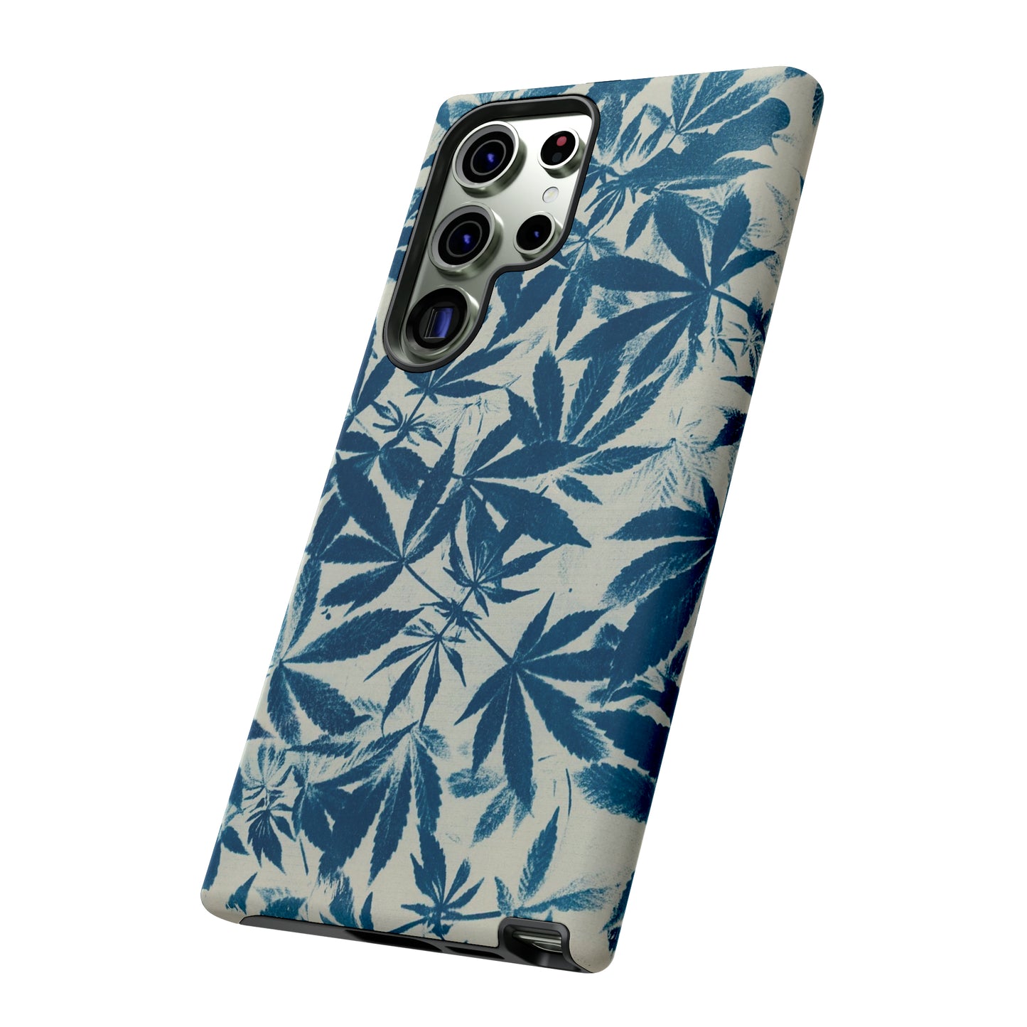 Tough Cell Phone Cases -Cannabis Field Cyanotype on Ivory Print