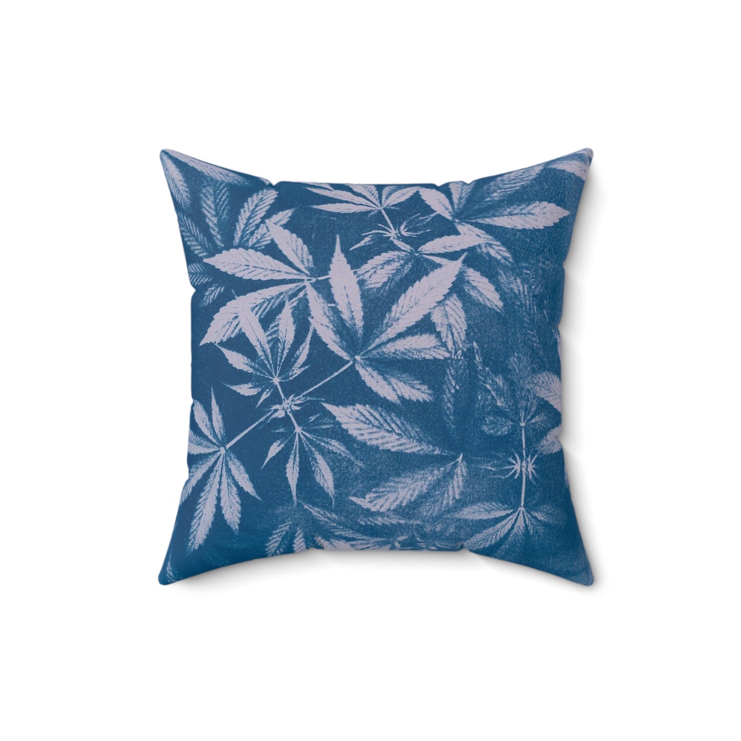 Faux Suede Square Pillow - Cyanotype on Lavender