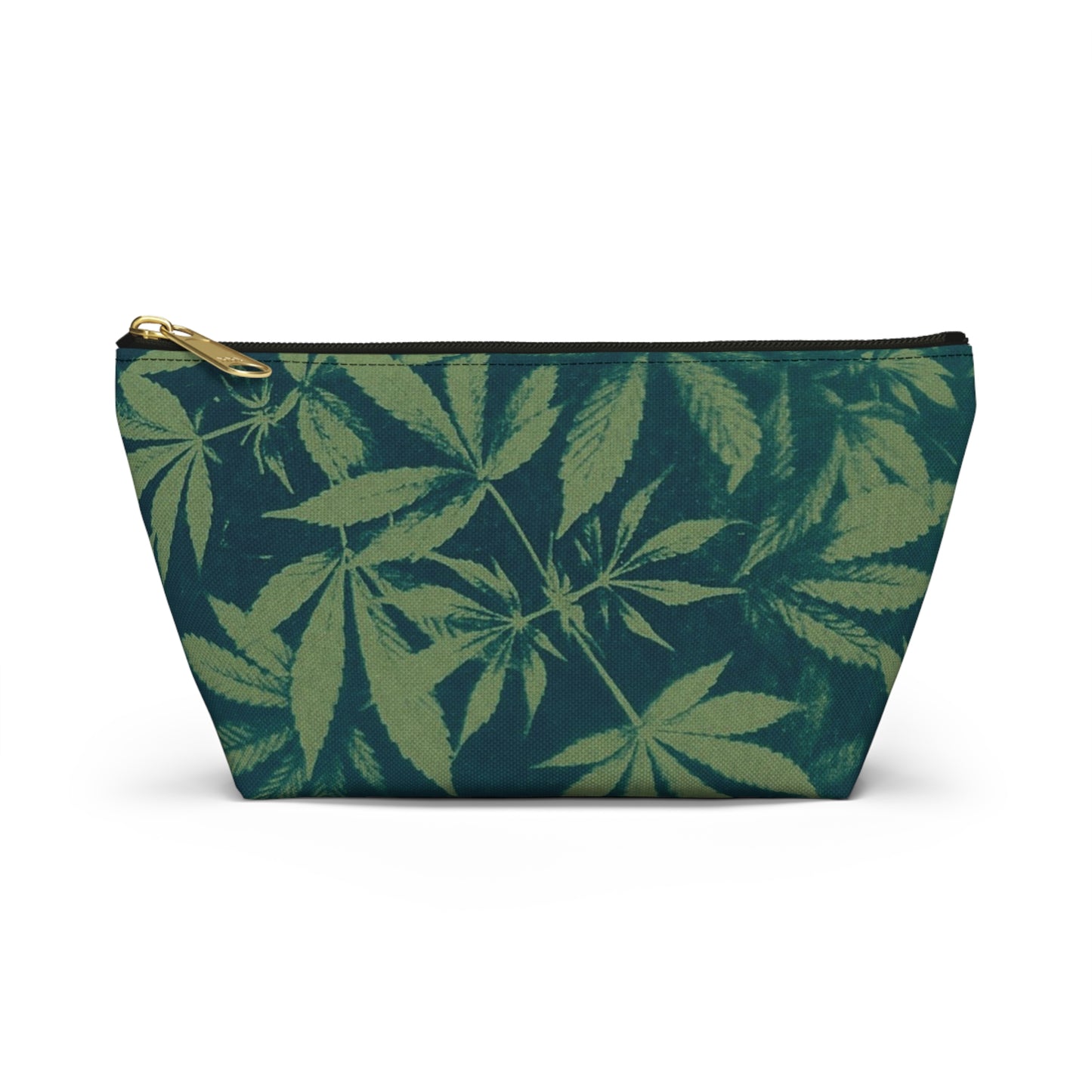 Roomy Accessory Pouch - Cyanotype on Olive Print