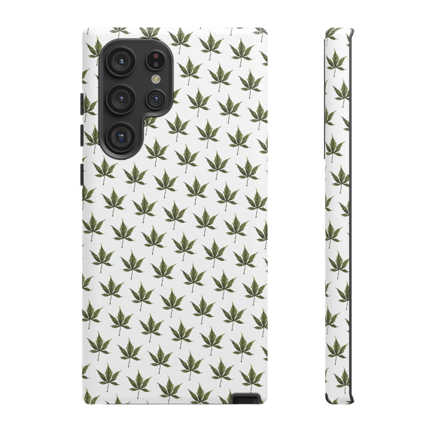 Tough Cell Phone Cases - Mini Cannabis Leaf on White