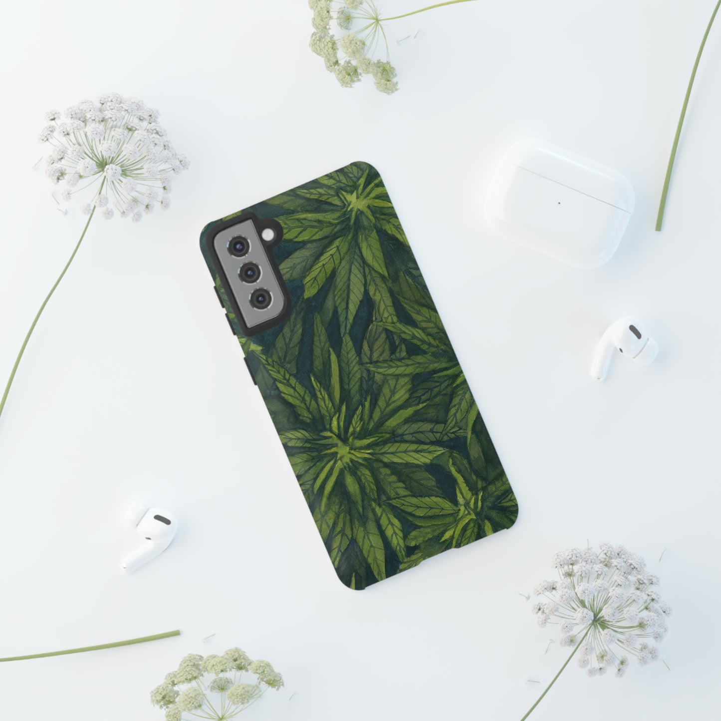 Tough Cell Phone Cases - Watercolor Cannabis Field