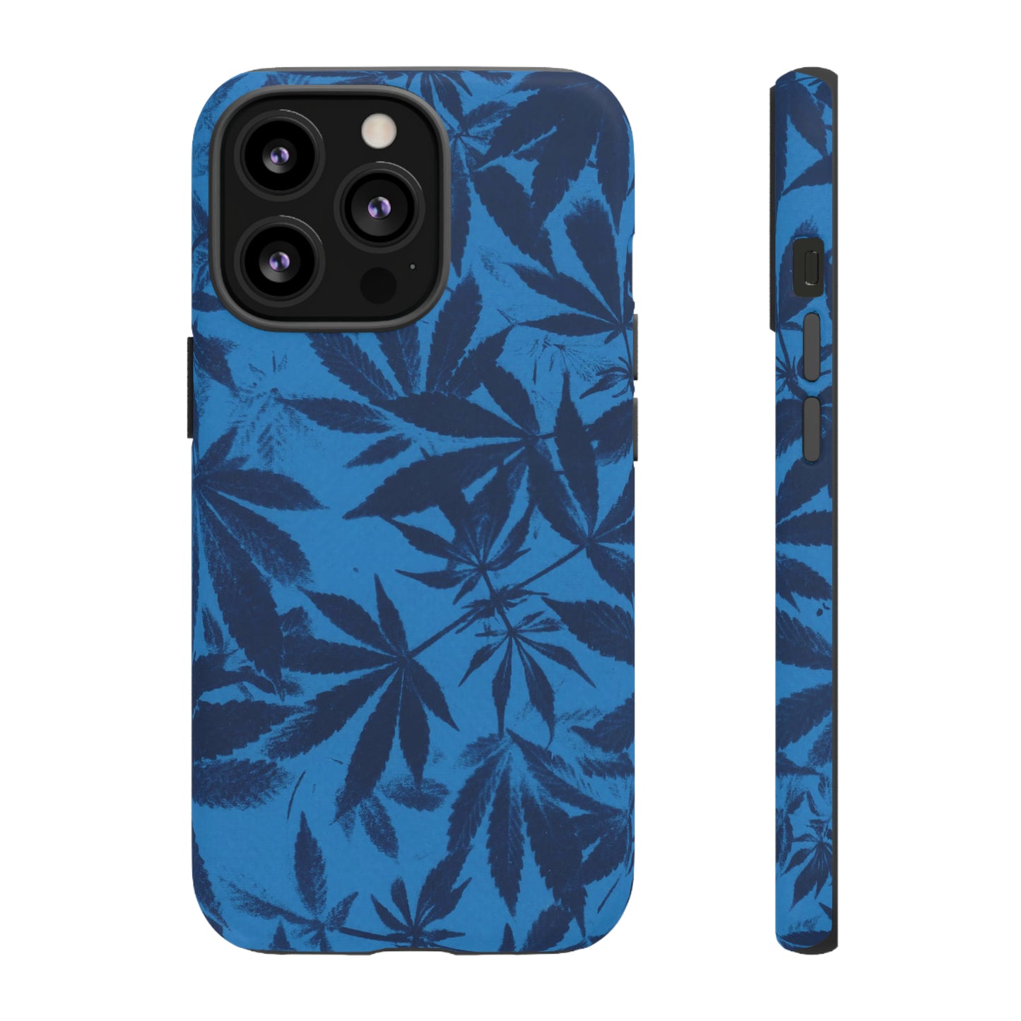 Tough Cell Phone Cases - Cyanotype on Bright Blue Print