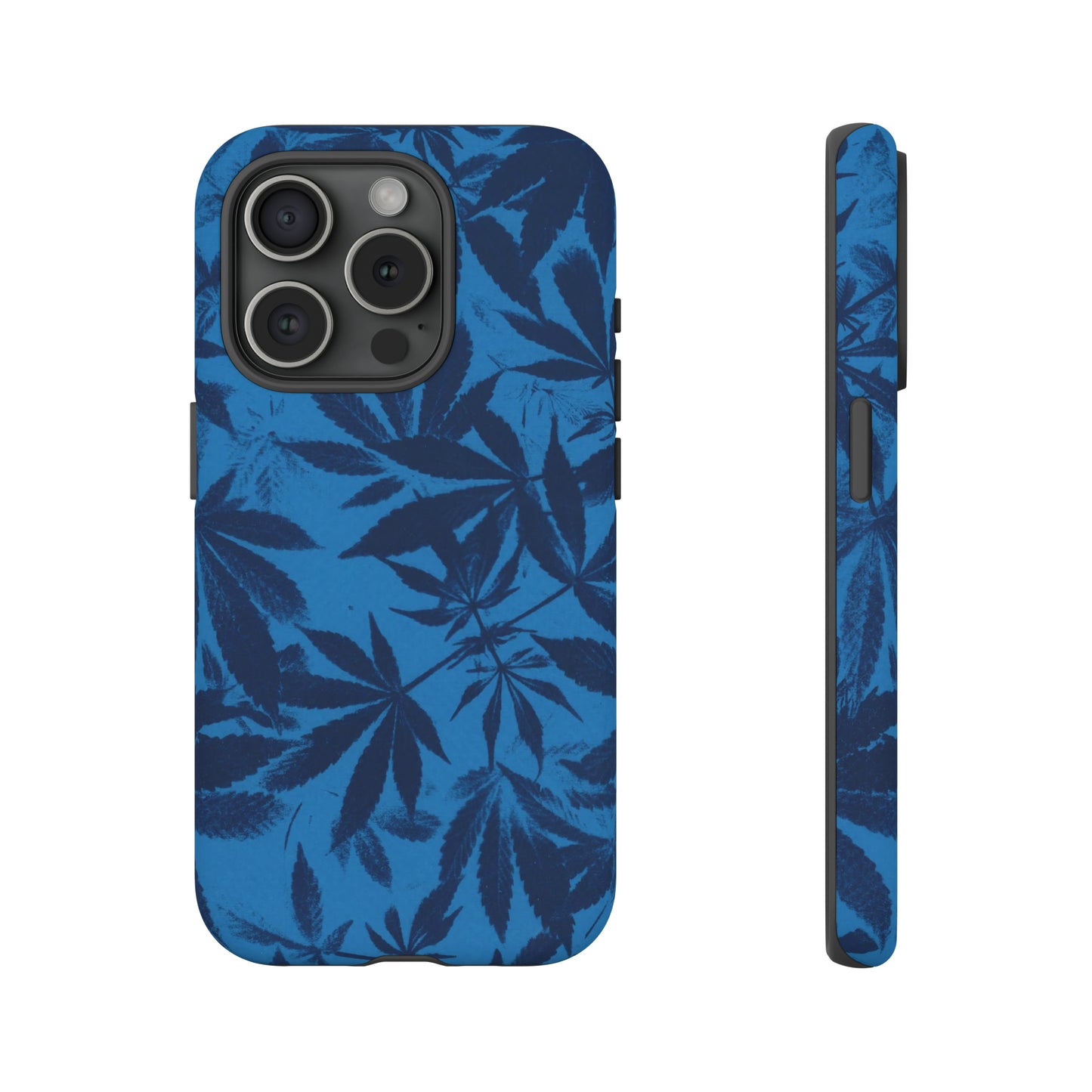 Tough Cell Phone Cases - Cyanotype on Bright Blue Print