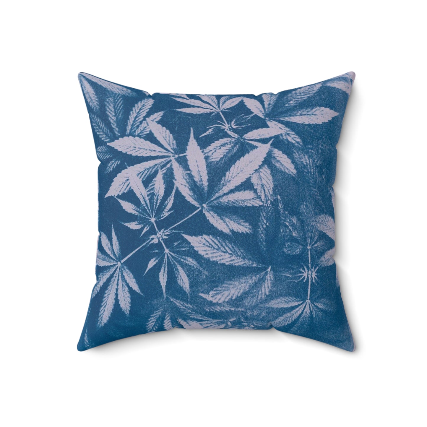 Faux Suede Square Pillow - Cyanotype on Lavender