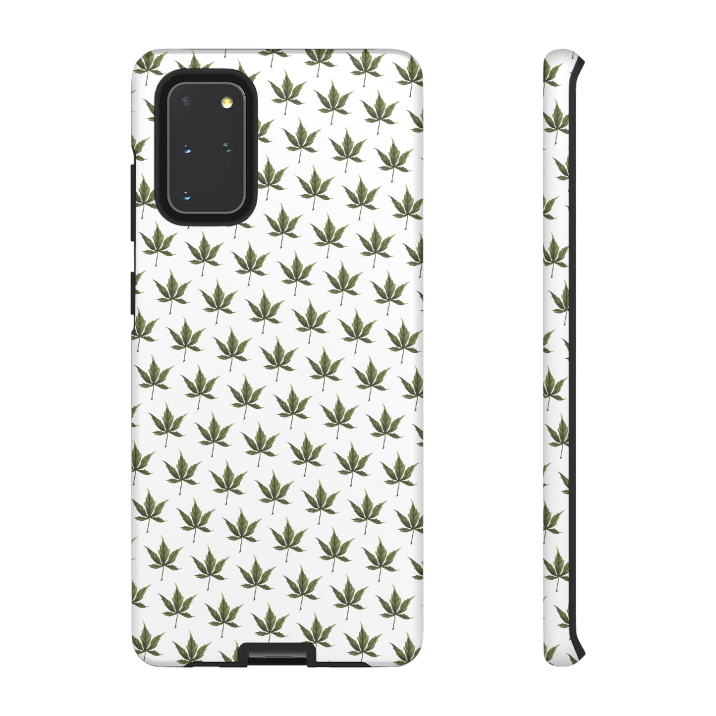 Tough Cell Phone Cases - Mini Cannabis Leaf on White