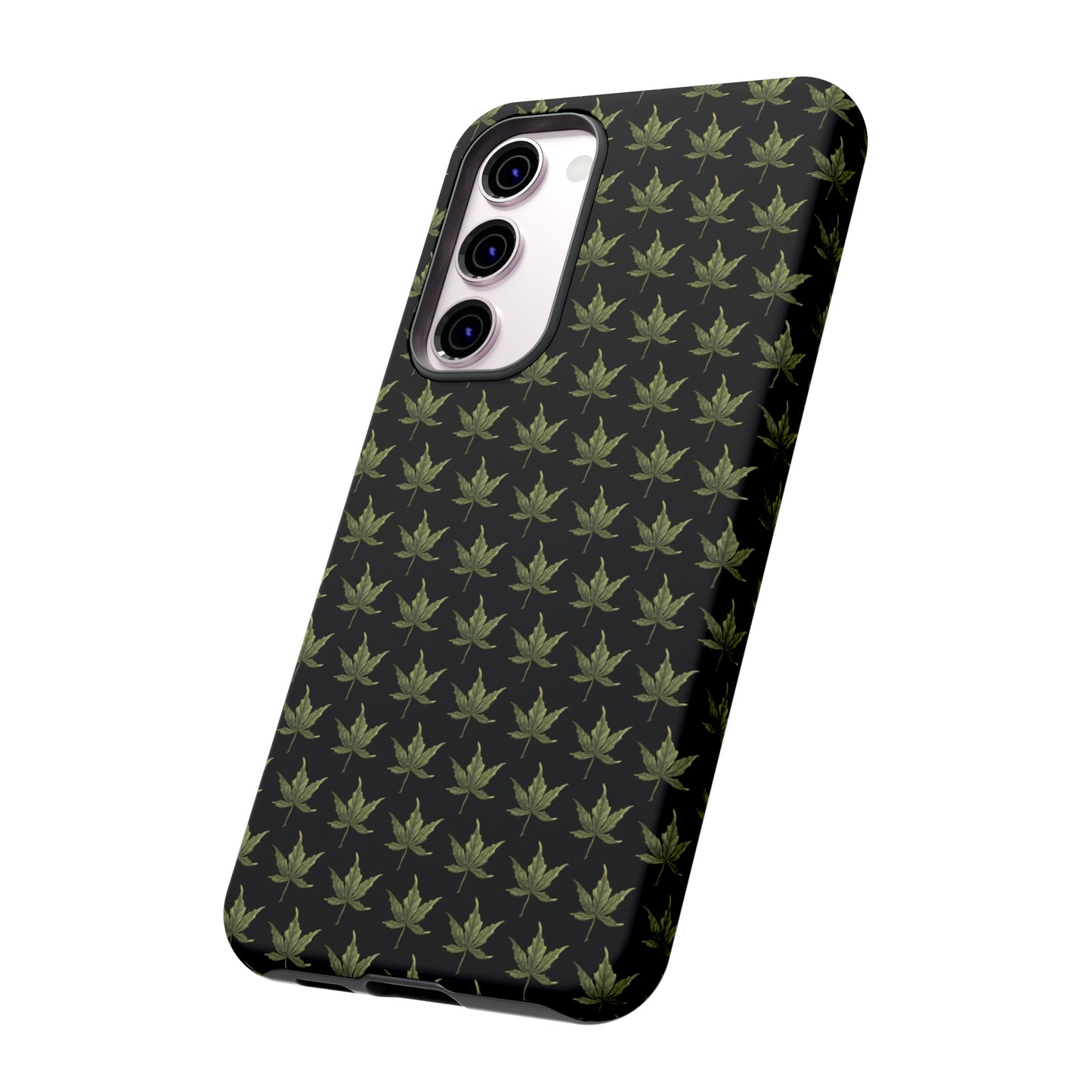 Tough Cell Phone Cases - Mini Cannabis Leaf on Black