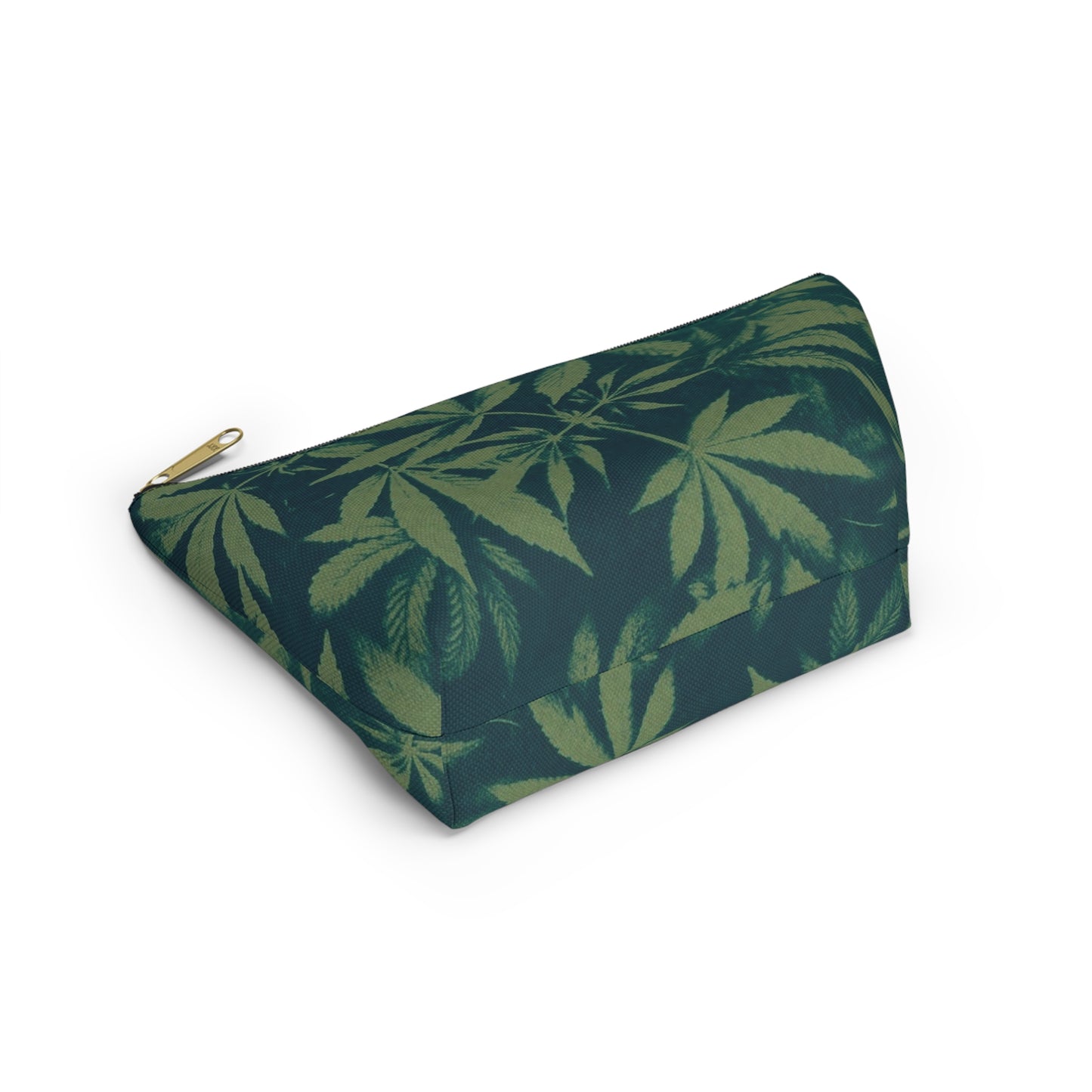 Roomy Accessory Pouch - Cyanotype on Olive Print