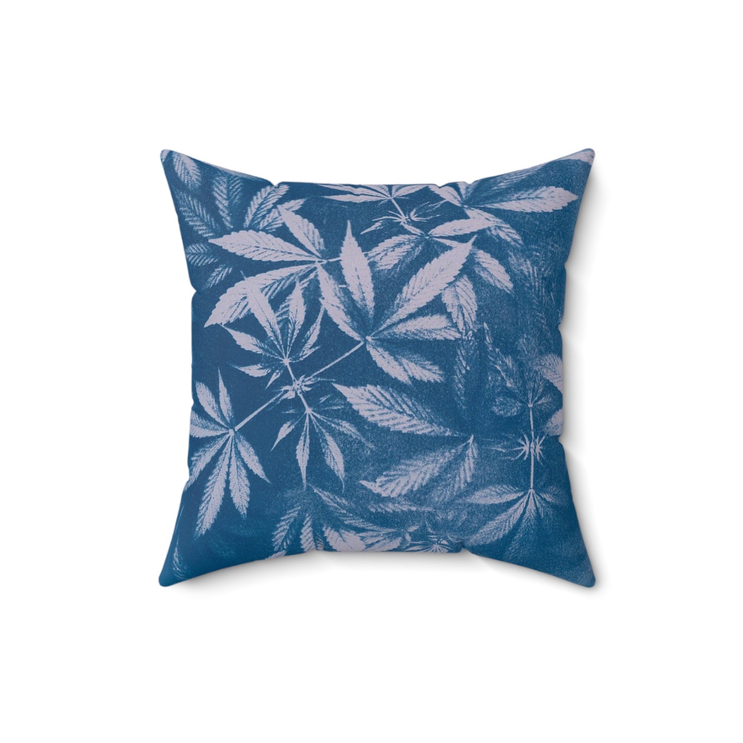 Faux Suede Square Pillow - Cyanotype on Lavender